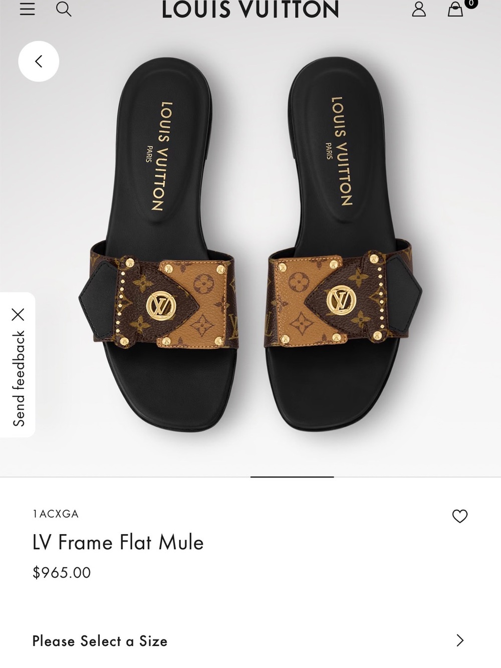 Louis Vuitton Brown and Black Monogram Frame Flat Mule